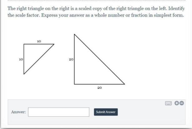 The right triangle on the right is a scaled copy of the right triangle on the left-example-1