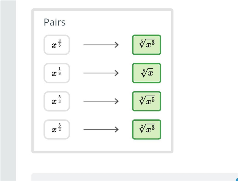 Drag the tiles to the correct boxes to complete the pairs. Match each radical form-example-1