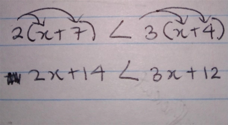 Solve for x 2(x + 7) <3(x + 4)-example-2