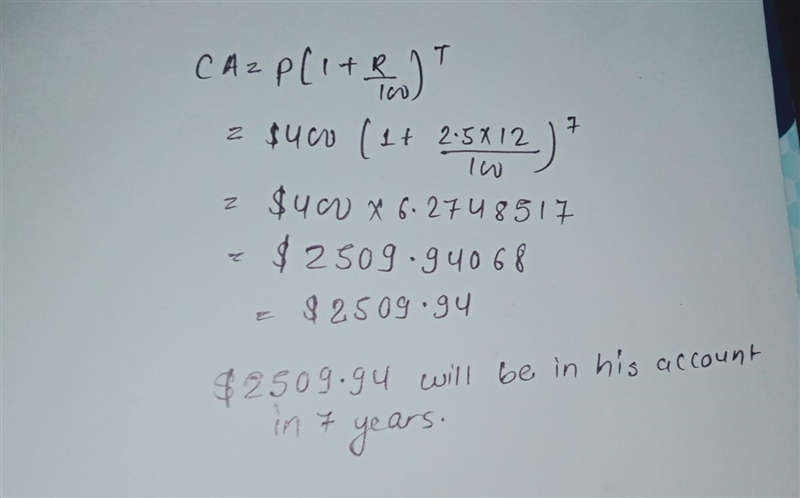 David deposited $400 in his account. If his bank offers 2.5% interest compounded monthly-example-1