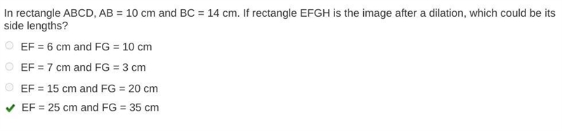 In rectangle ABCD, AB = 10 cm and BC = 14 cm. If rectangle EFGH is the image after-example-1