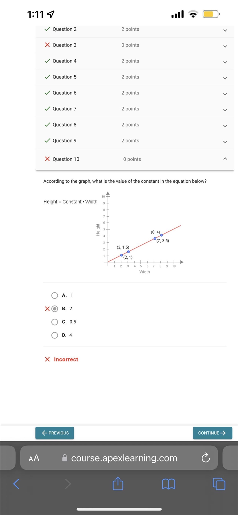 According to the graph what is the value of the constant in the equation below? Answer-example-1