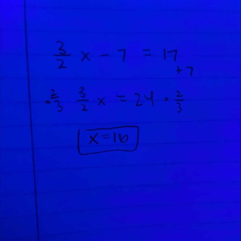 How do I solve 3/2x-7=17-example-1