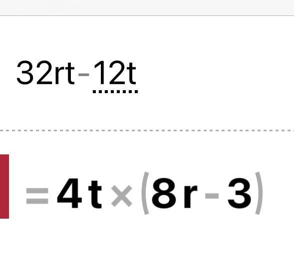 Find the greatest common factor of the terms in the following expression: 32rt – 12t-example-1