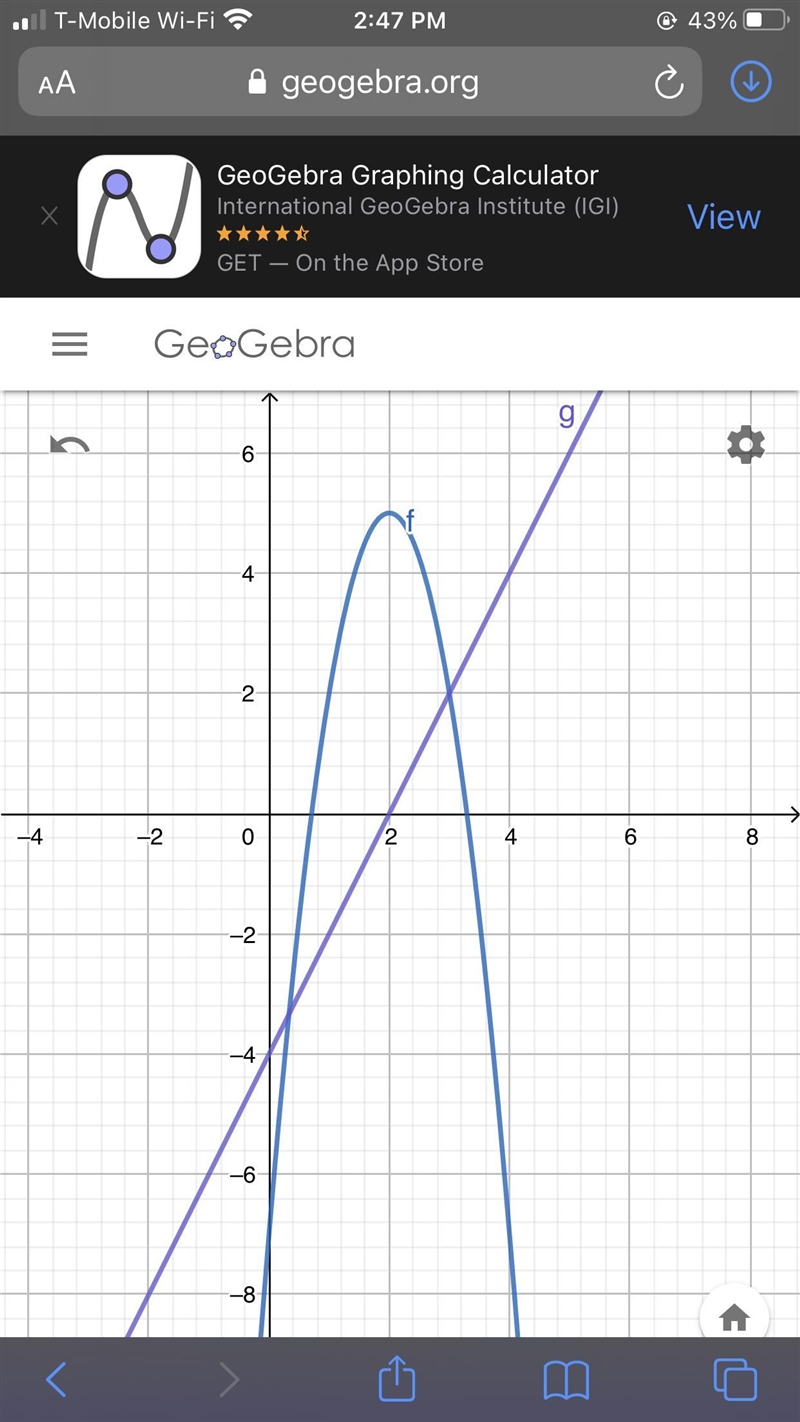 7. Use GeoGebra to find the solutions to the following system of equations. y = -3(x-example-1