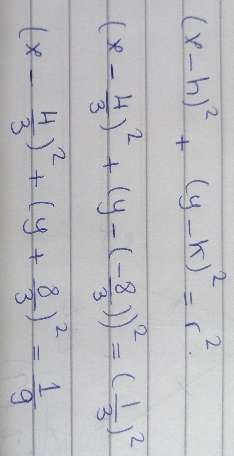 Find the equation of the circle in standard form for the given center (h, k) and radius-example-1