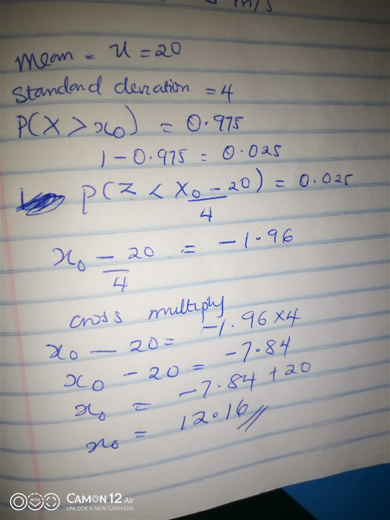 Suppose X is normally distributed with mean 20 and standard deviation 4, find the-example-1