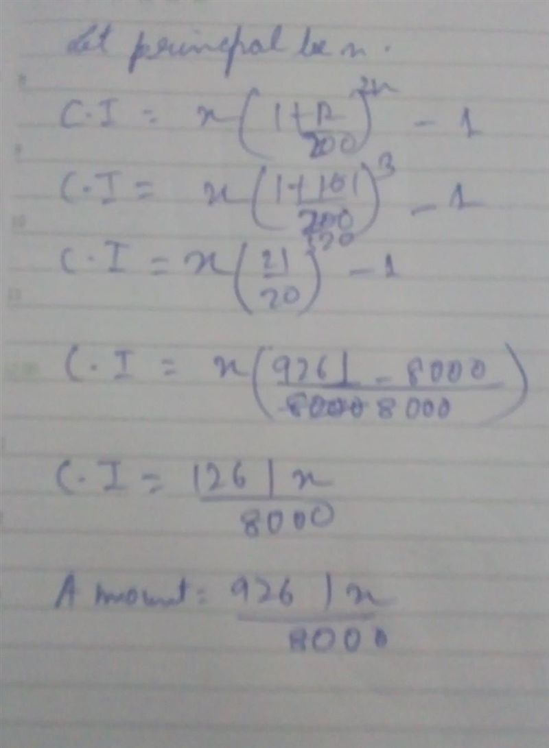 Find the amount and compound interest of 1½ years at 10%. p.a, compound half- yearly-example-1