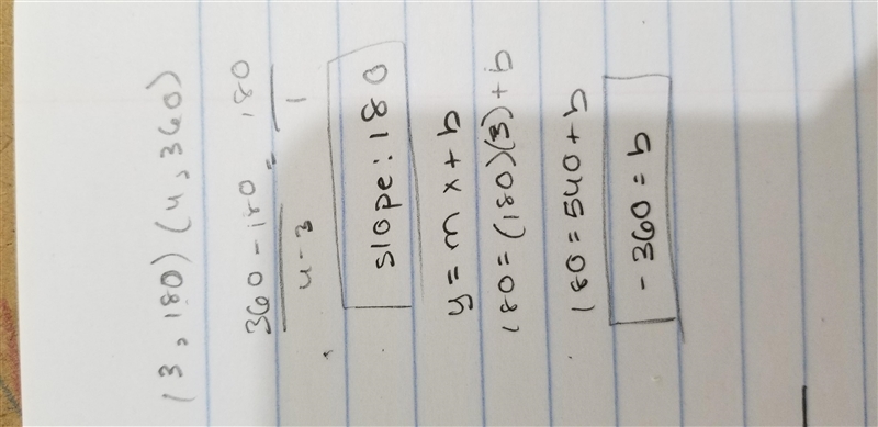 based on the table, what is the slope,m, and y-intercept , b , on the line that models-example-1