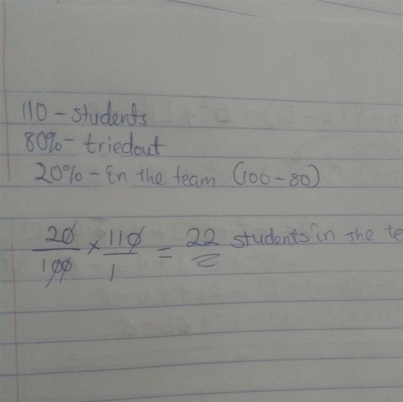 At oceanside middle school 110 students tried out for the football team only 80% of-example-1