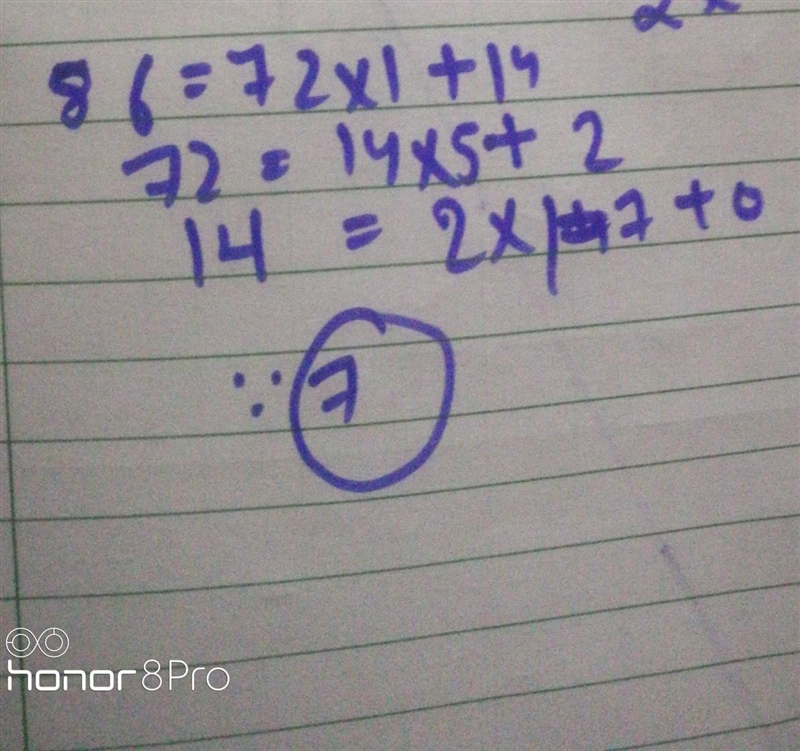 What is the greatest common factor of 72 and 86? A 2 B) 4 © 7 D 12-example-1