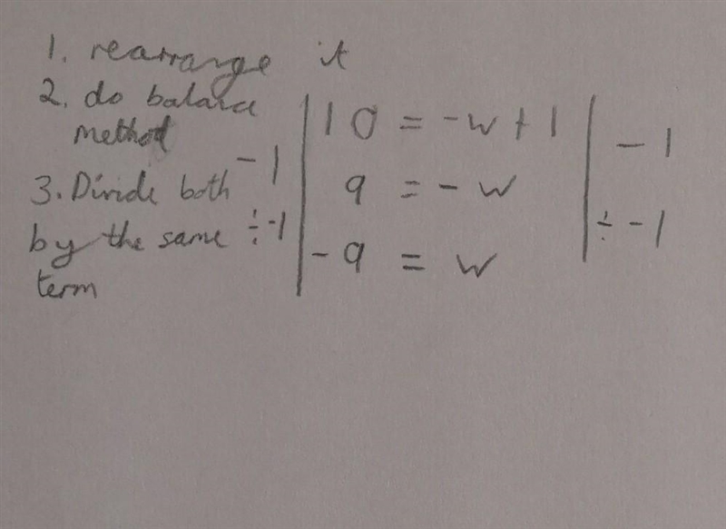 10=1+w solve for w please help me-example-1