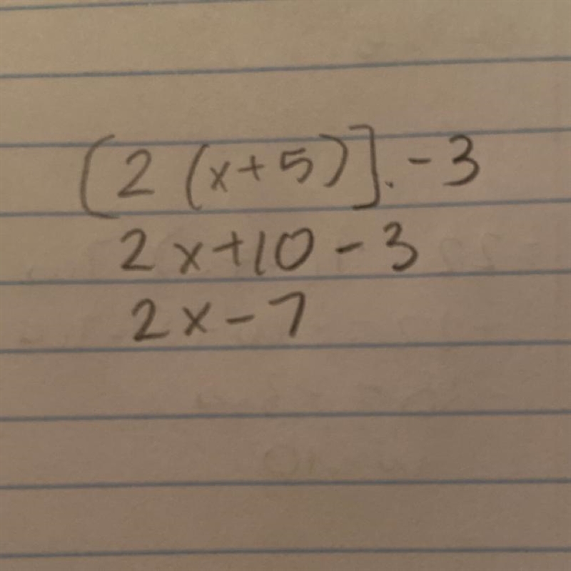 PLS HELP ASAP GIVE ANSWER RQ Add 5 to x, double what you have, then subtract 3 from-example-1