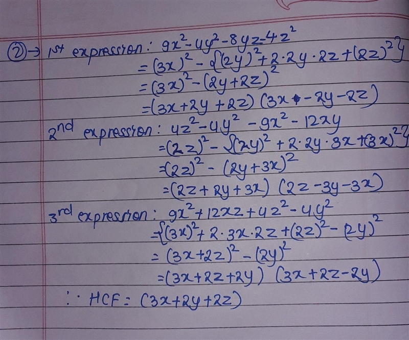 Find the H.C.F of the following expressions. 1) 16x⁴ - 4x² - 4x - 1 , 8x³ - 1 2) 9x-example-2