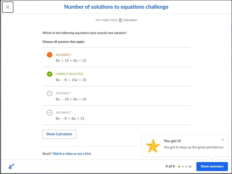 Which of the following equations have exactly one solution? Choose all answers that-example-1