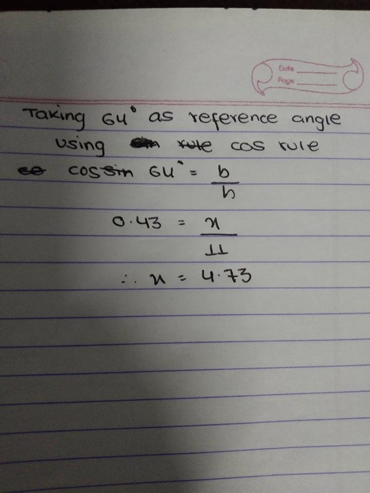 Round your answer to the nearest tenth. Use the trig ratios to solve for x.-example-1