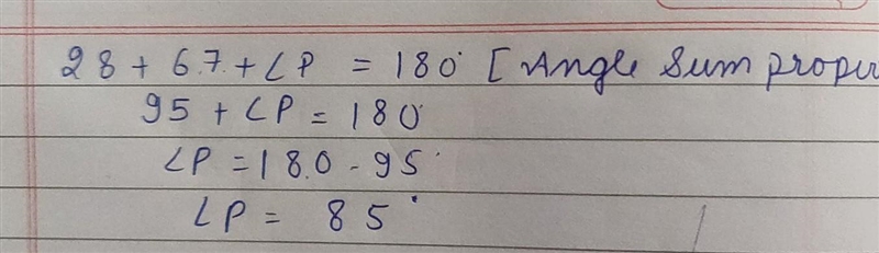 I REALLY NEED THIS ANSWER ASAP !!! Find the measure of ZP A) 39 B) 80° C) 85 D)90°-example-1