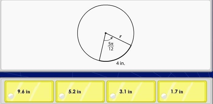 Given the circle below what is the length of the radius r to the nearest tenthof an-example-1