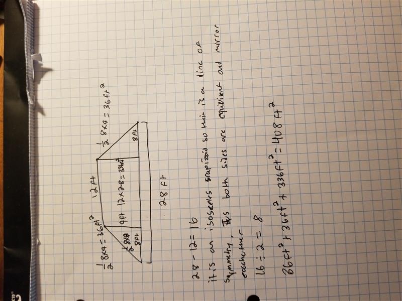 The side view of an attic is in the shape of an isosceles trapezoid, as shown in the-example-1