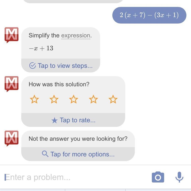 Use the distributive property to find an expression that is equivalent to 2(x + 7) - (3x-example-1