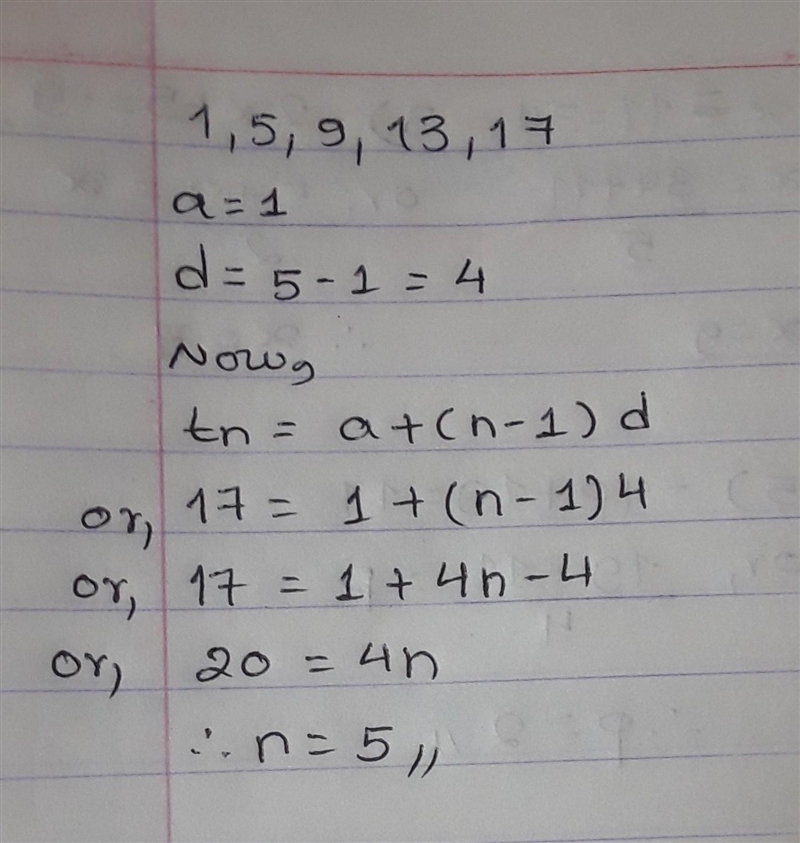 A sequence of numbers is shown below 1) 1 5 9 13 17 a) Find an expression for the-example-1