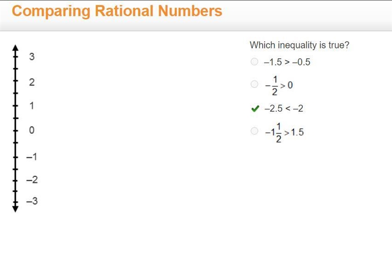 A number line going from negative 3 to positive 3 in increments of 1. Which statements-example-1