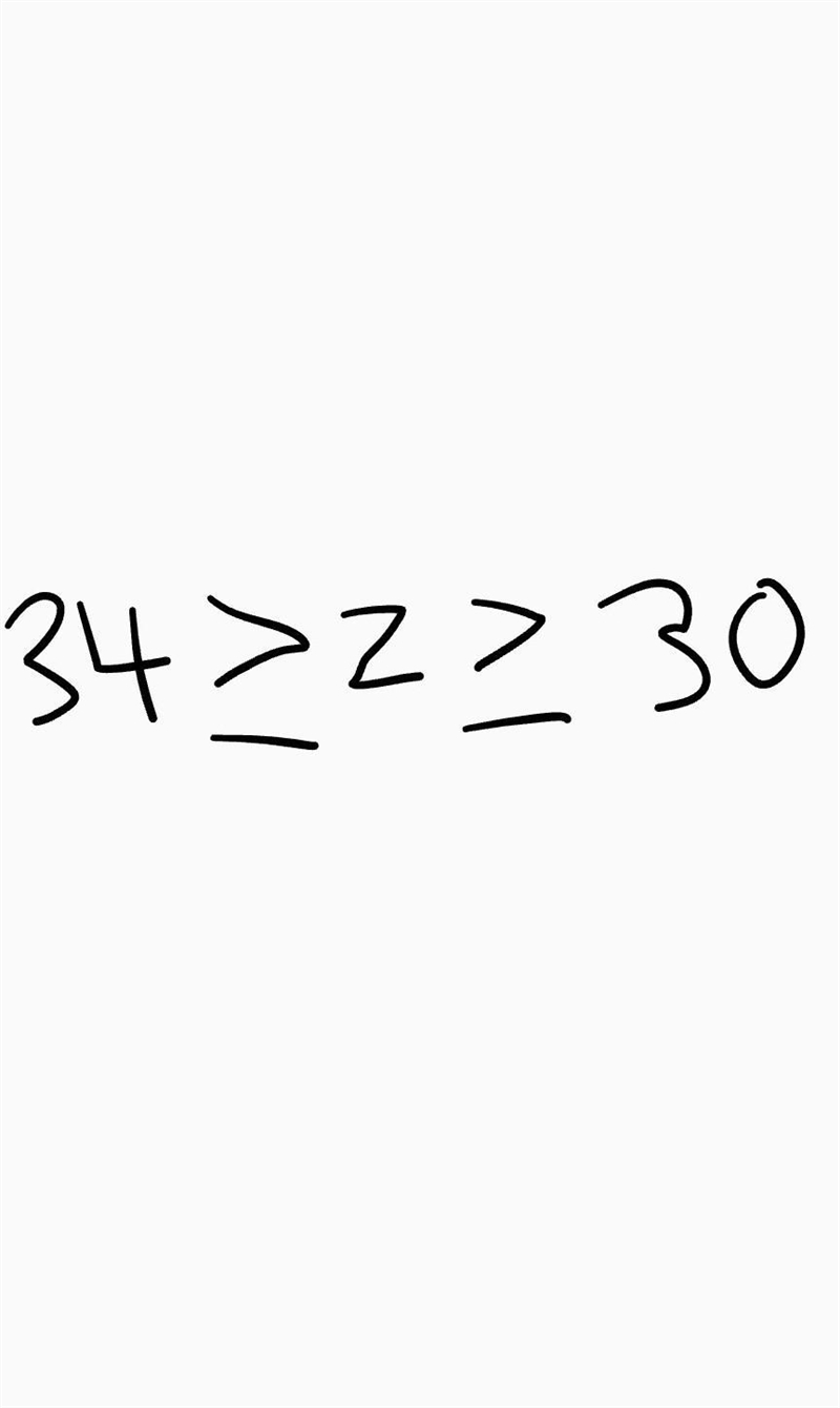 Z Is An Even Integar Greater Than 30 And Less Than Or Equal To 34.-example-1