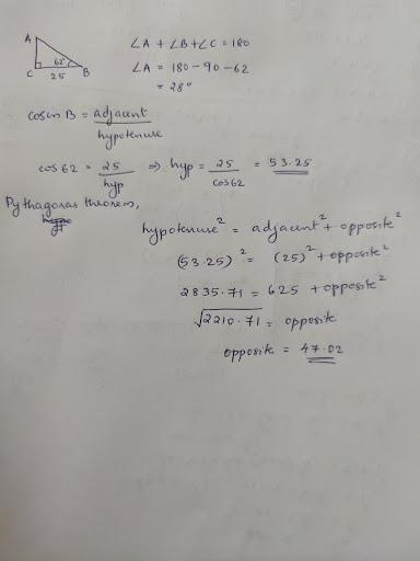 Could someone help me solve a right triangle (all sides and angles) angle c = 90 angle-example-1