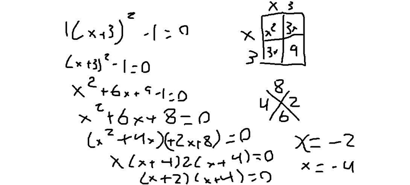 Solve the following quadratic equation 1(x+3)^2-1=0-example-1