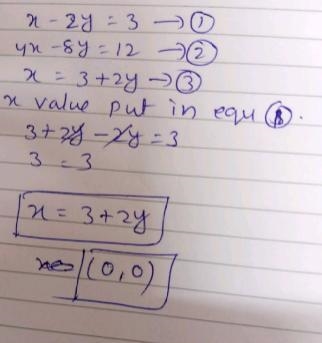 X-2y=3 4x -8y = 12 Substitution-example-1