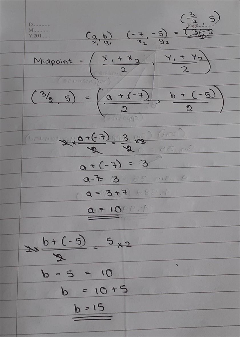 4. The co-ordinates of the mid-point of the line joining the two given points (a, b-example-1