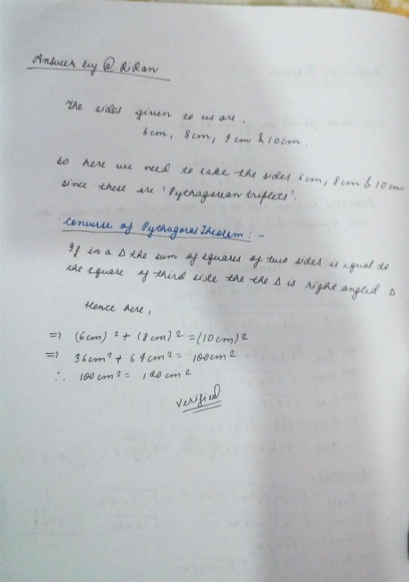 Select the procedure that can be used to show the converse of the Pythagorean theorem-example-1