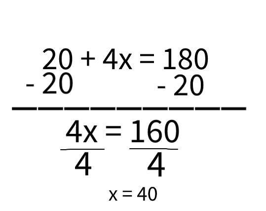 Find the value of x. A.5 B. 40 C. 45 D. 20​-example-1