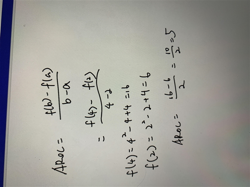 What Is the average rate of change￼ f(x) = x ^ 2 - x + 4; x= 2 to x = 4-example-1