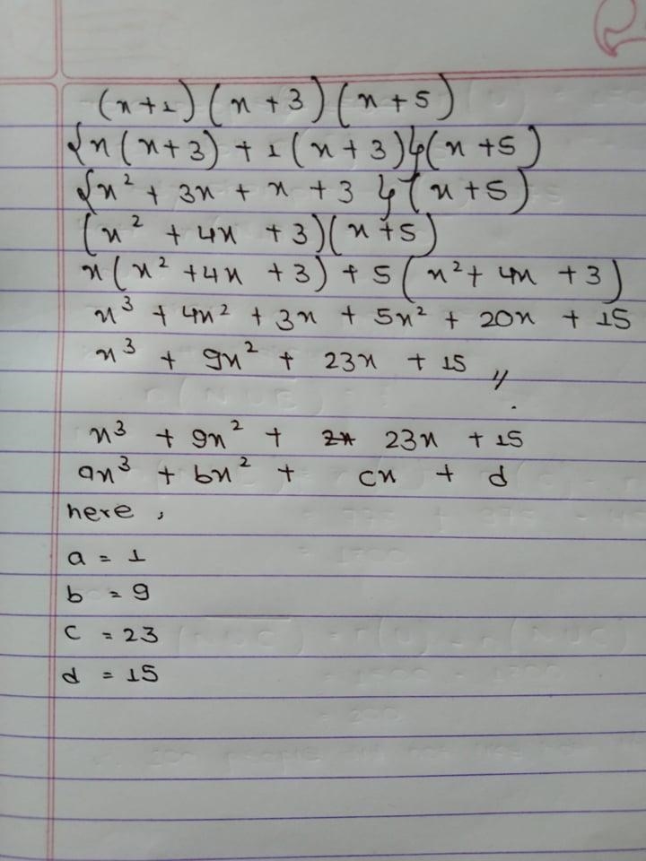 Show that (X+1)(x+3)(x+5) can be written in the form ax^3+bx^2+cx+d-example-1