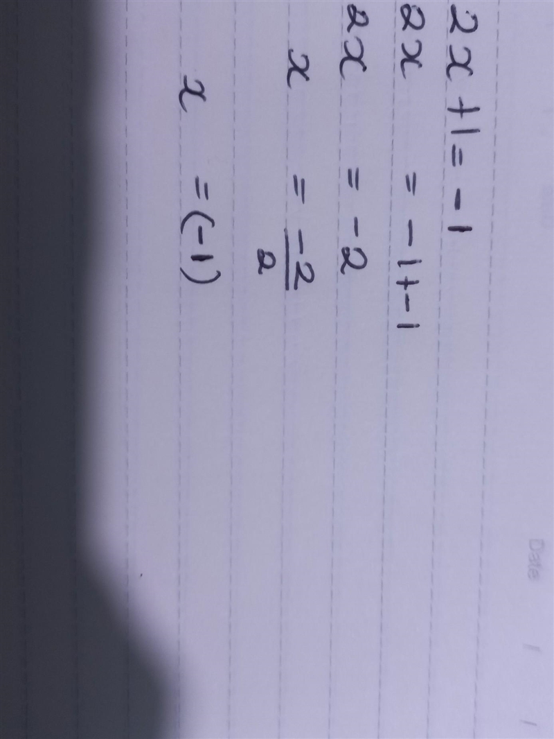 Which of the following equation has x = 0 as a solution? \\ 2x + 1 \: = \: - 1 Correct-example-1