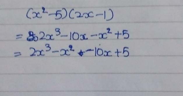 What is the product of these two binomials? (x^2 - 5)(2x - 1)-example-1