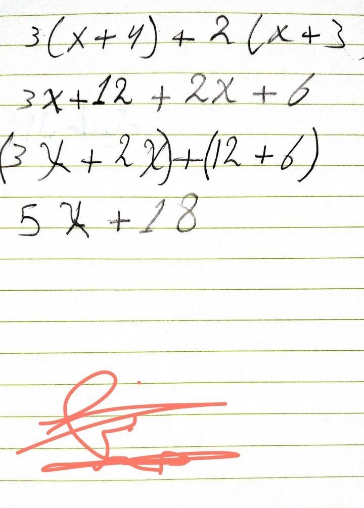 Expand and simplify 3(x+4)+2(x+3)​-example-1