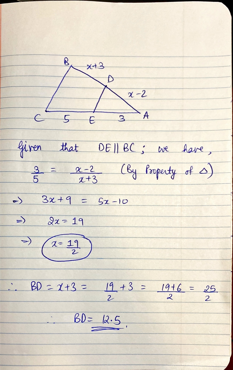 Given DE || BC, find the length of BD.-example-1