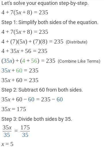 4+7(5x+8)=235 It’s algebra ‍♂️‍♂️-example-1