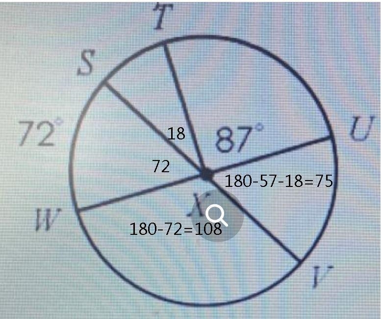 3) Given: Find the measure of arc WV.-example-1