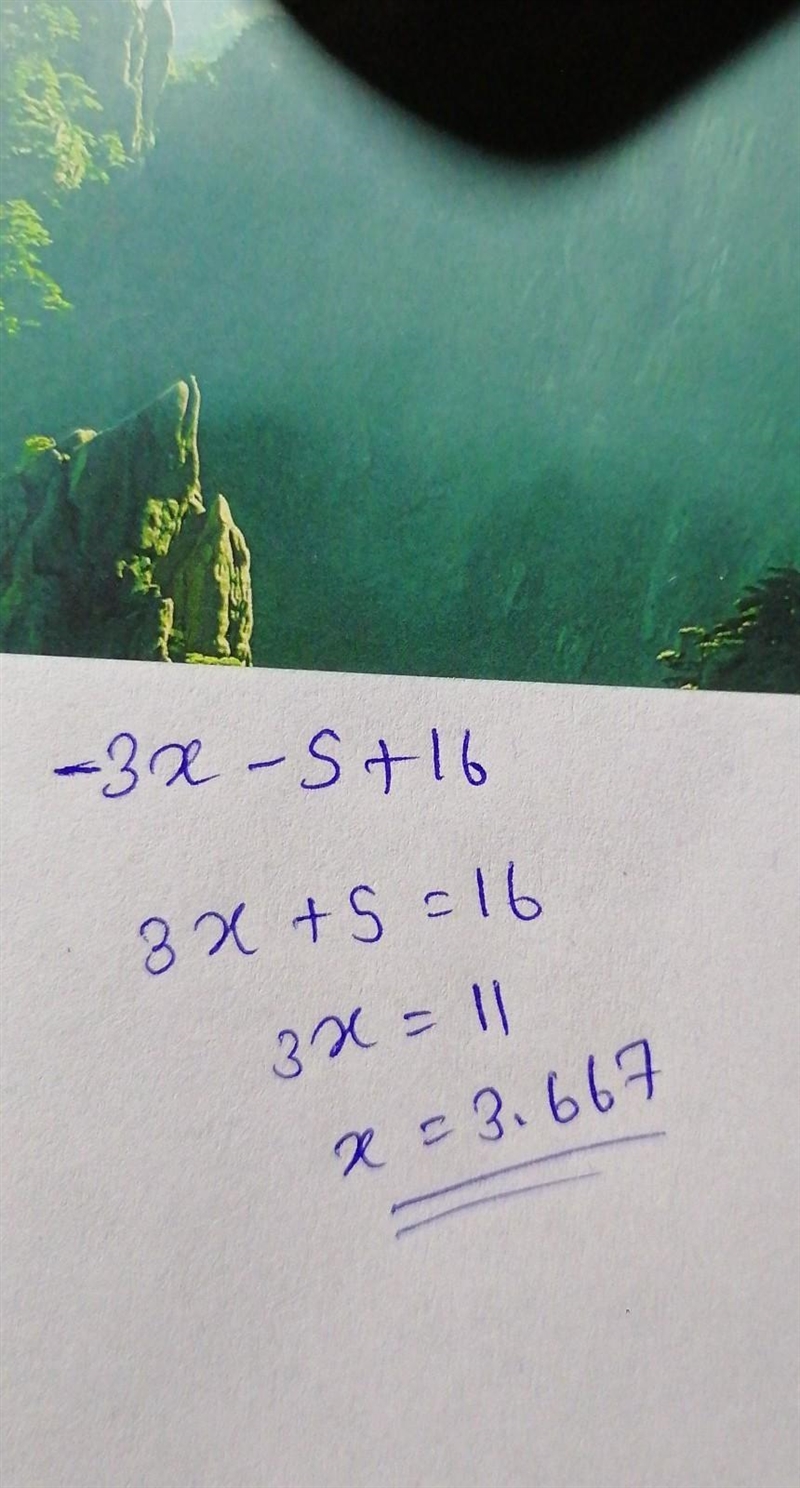 -3x-5+16 what does x equal?-example-1