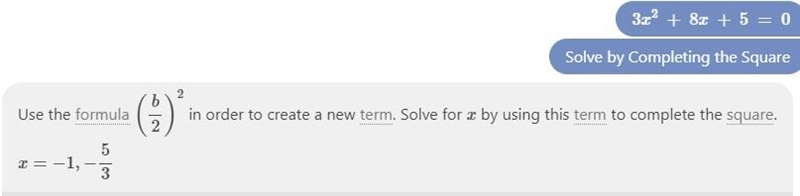 3x² + 8x + 5 = 0 method of completing square. plz help me I have lots of assignment-example-1