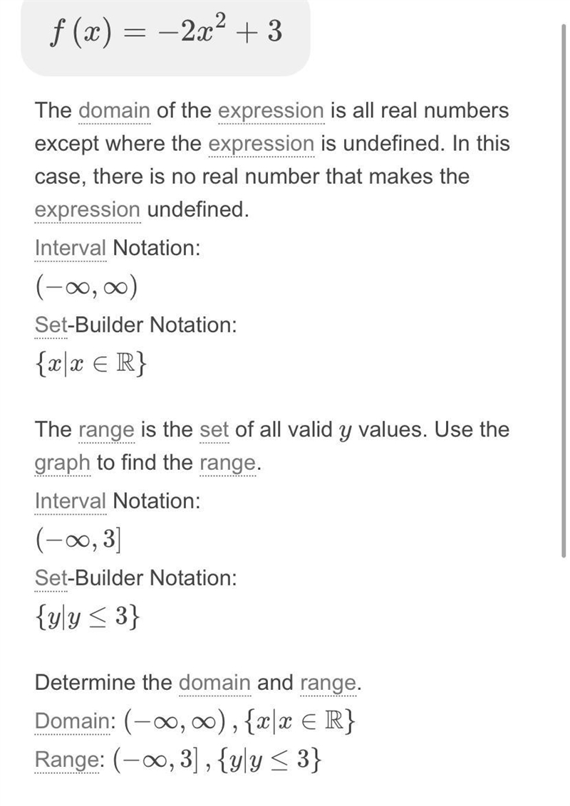 Find the domain and range of f(x)= -2x²+3​-example-2