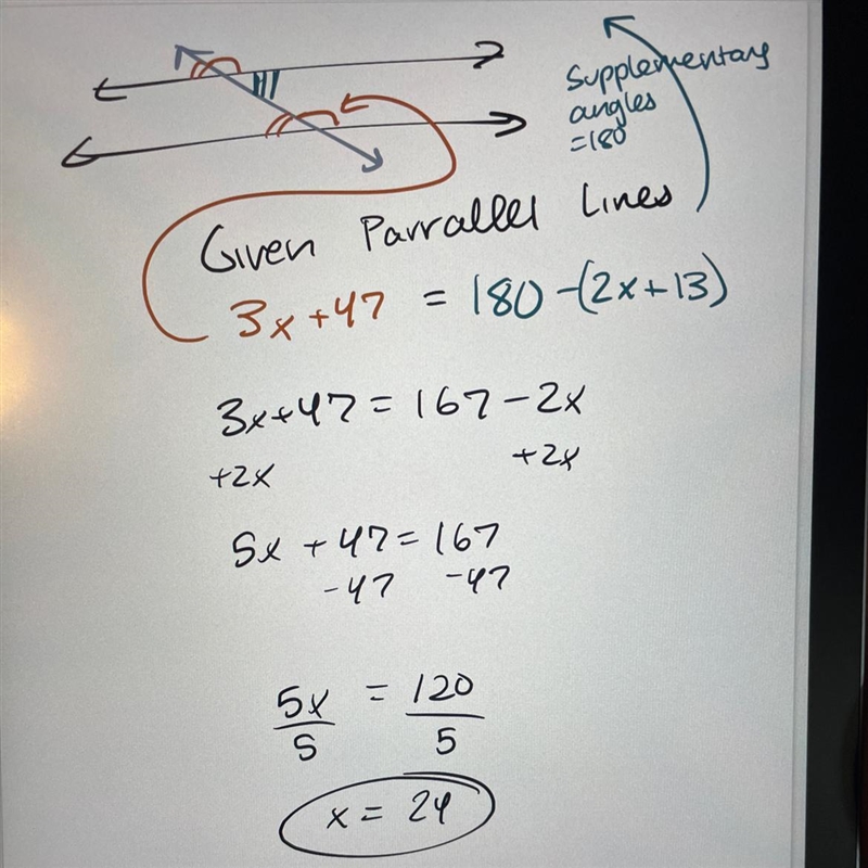 If lines l and m are parallel find the value of X-example-1