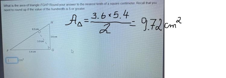 What is the area of triangle FGH? Round your answer to the nearest tenth of a square-example-1