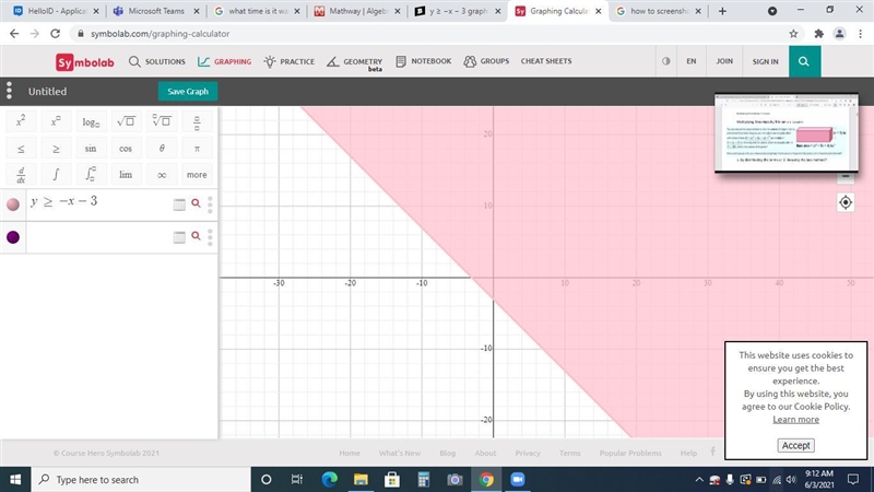 Y ≥ −x − 3 graph the question-example-1