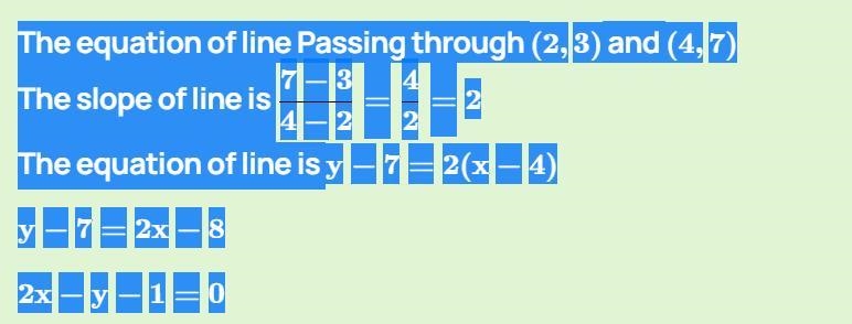 What is the equation of the line passing through (-2,-7) (4,23)-example-1