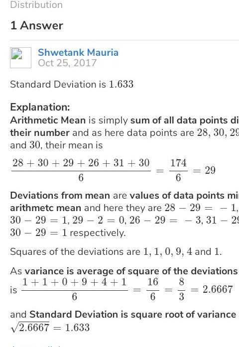 Find the standard deviationof 28, 30, 29, 26, 31, and 30.-example-1