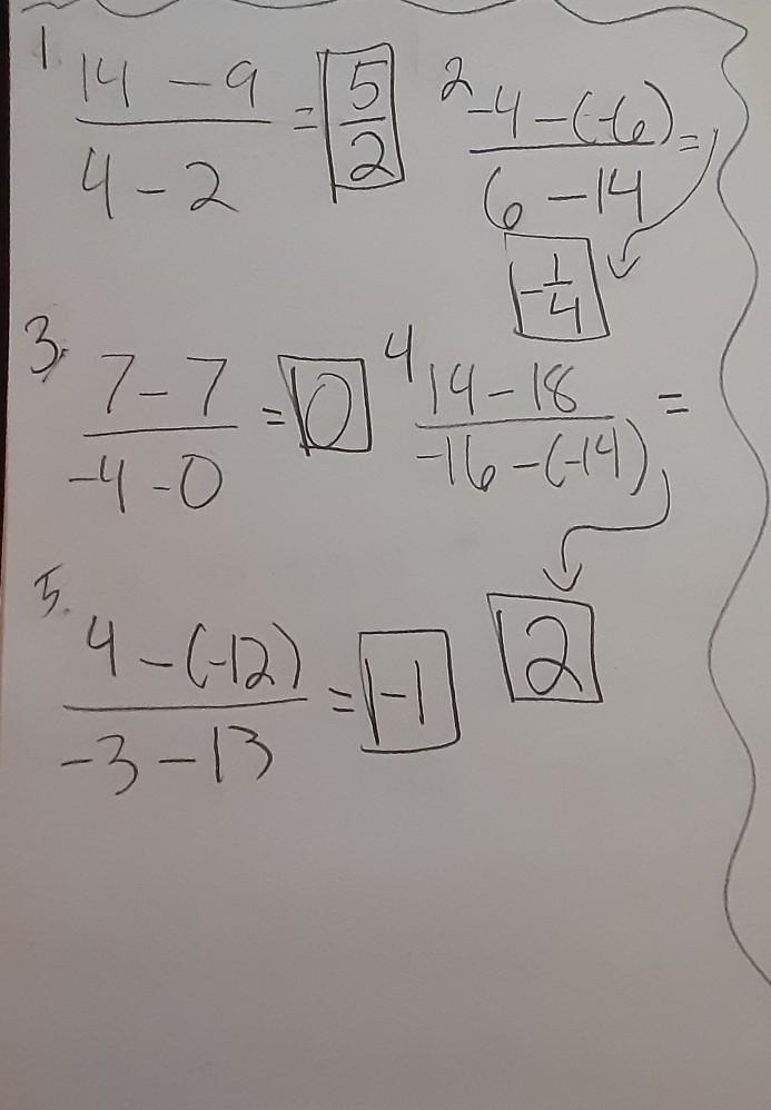 For each question, calculate the slope of a line that passes through the points given-example-1